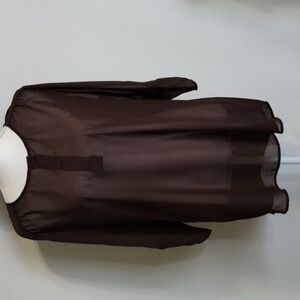 Chico's Dark Brown Sheer Tunic Flowy Top Size Large